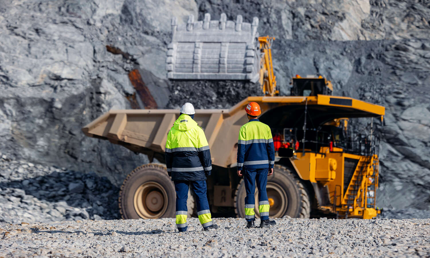 Mining workers in Australia with their white cards