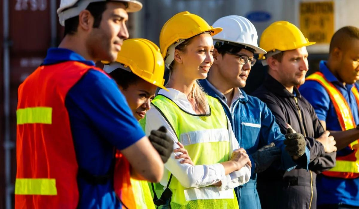 Team of construction workers at a construction site in Australia