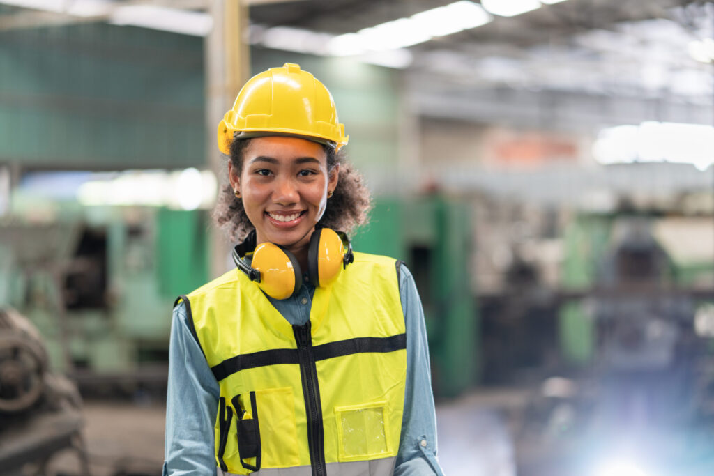 Student working at a construction site