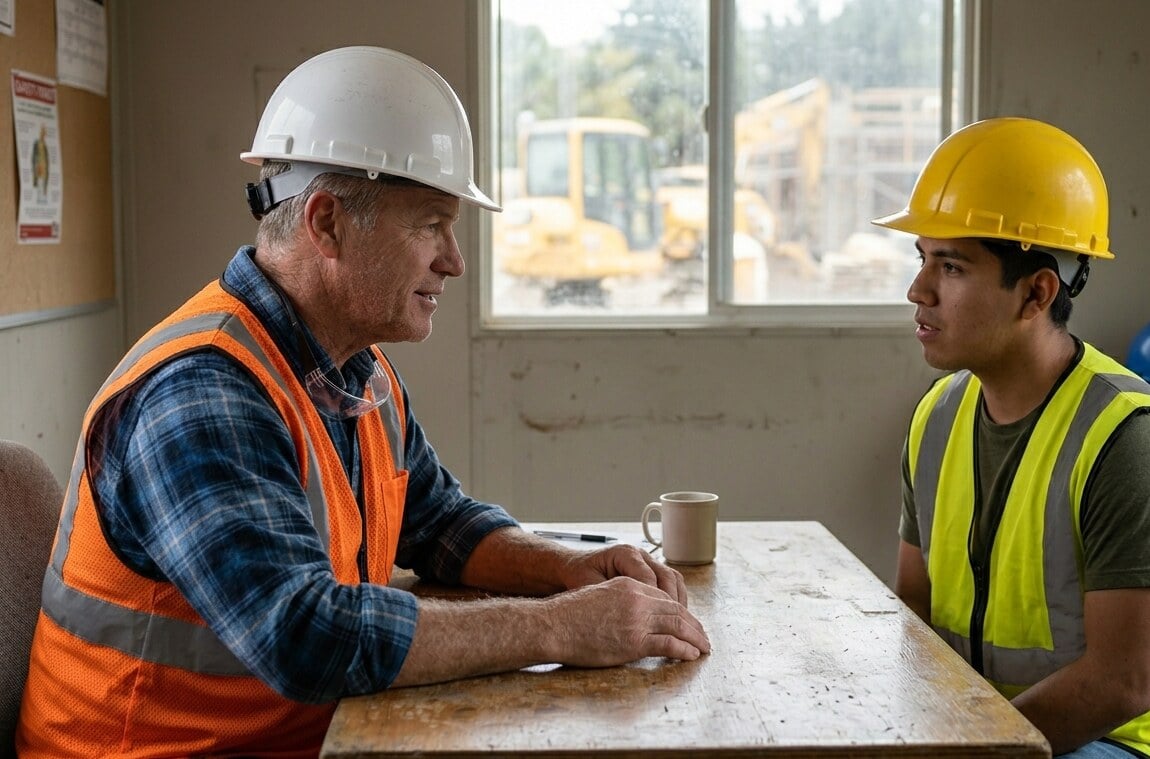 Construction manager with a new hire