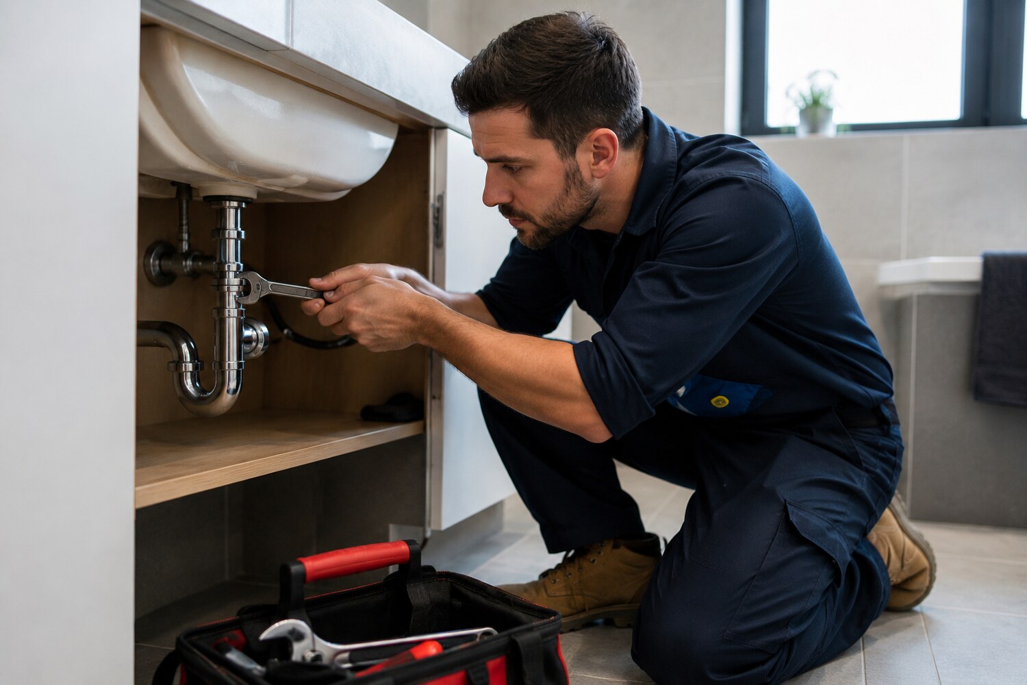 apprentice plumber at work in Australia