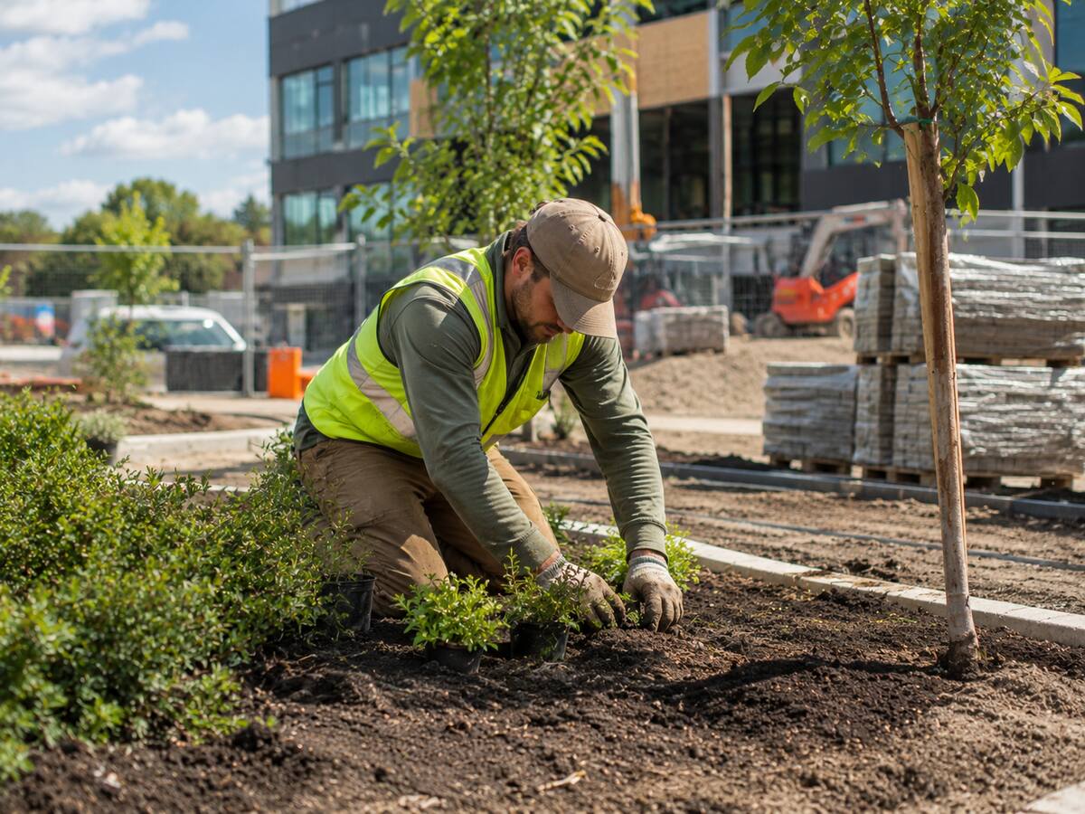 landscaper Working on Commercial Developments