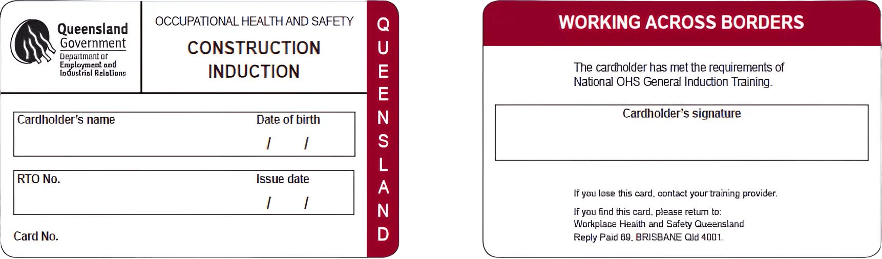 Example QLD White Card