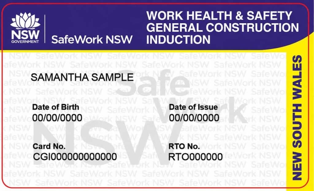 NSW White Card sample